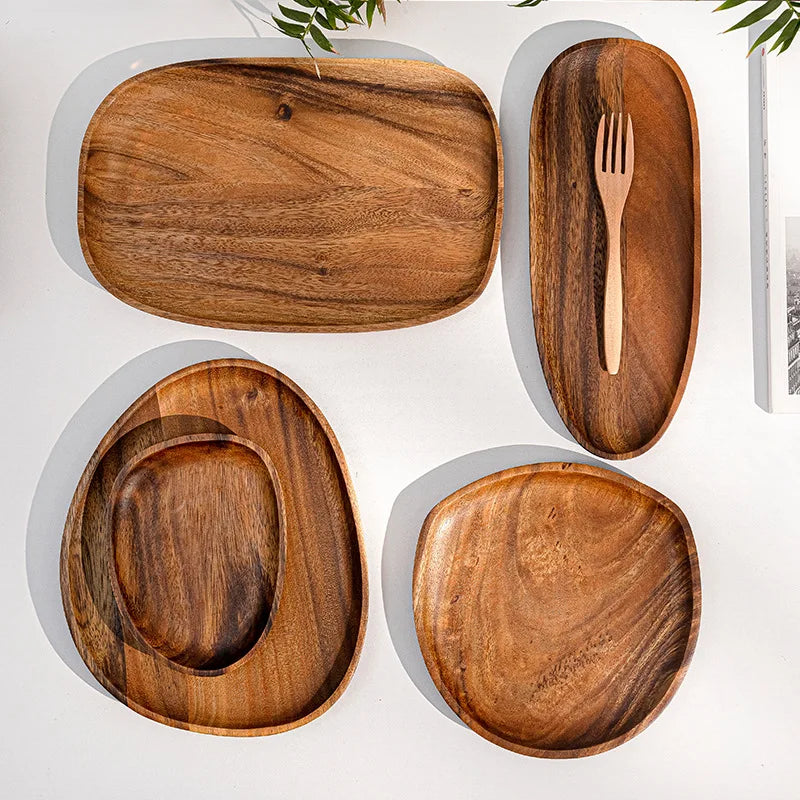 Assiette plat bois naturel noyer style japonais repas dressage table sushi fruit sec décoration diner écologique durable - lebois-eco.com
