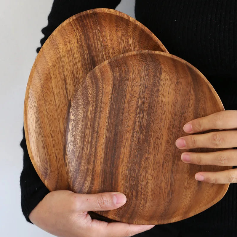 Assiette plat bois naturel noyer style japonais repas dressage table sushi fruit sec décoration diner écologique durable - lebois-eco.com