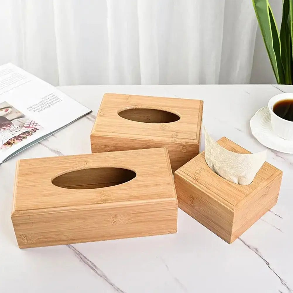 Boîte à mouchoirs bambou bois insertion tiroir 3 tailles décoration intérieur salon chambre à coucher rhume écologique durable - lebois-eco.com