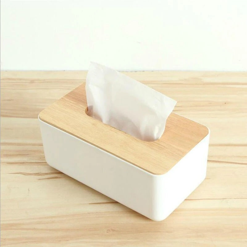 Boîte à mouchoirs couvercle bambou bois corps plastique décoration intérieur salon chambre à coucher rhume écologique durable - lebois-eco.com