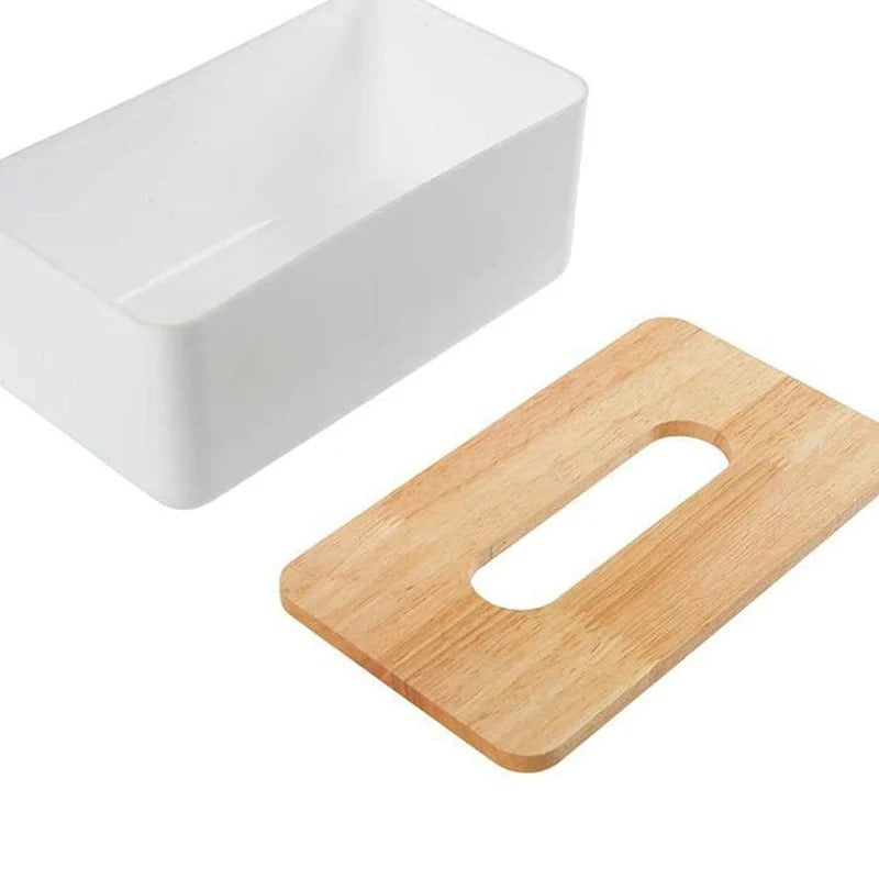 Boîte à mouchoirs couvercle bambou bois corps plastique décoration intérieur salon chambre à coucher rhume écologique durable - lebois-eco.com