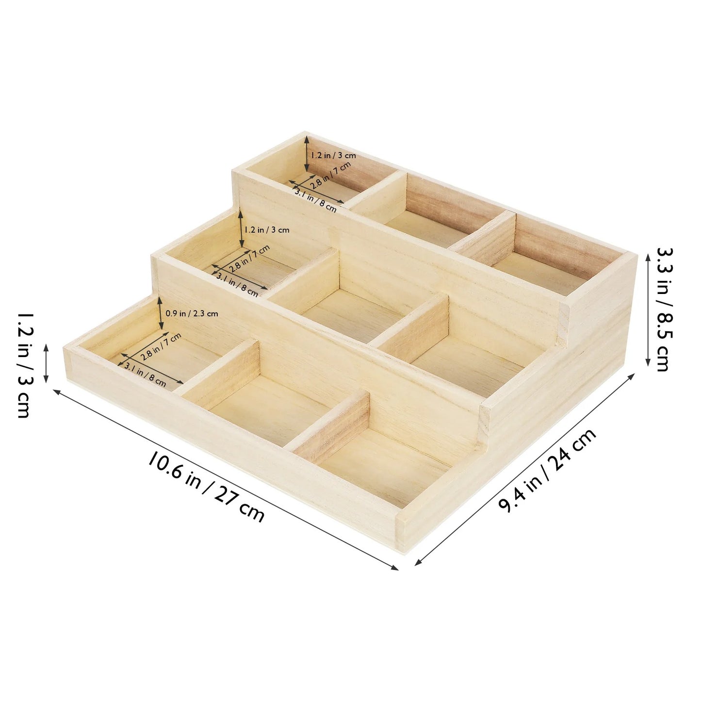 Boîte de rangement bois 3 niveaux pour bijoux parfums produits cosmétiques accessoires salle de bain bureau écologique durable - lebois-eco.com