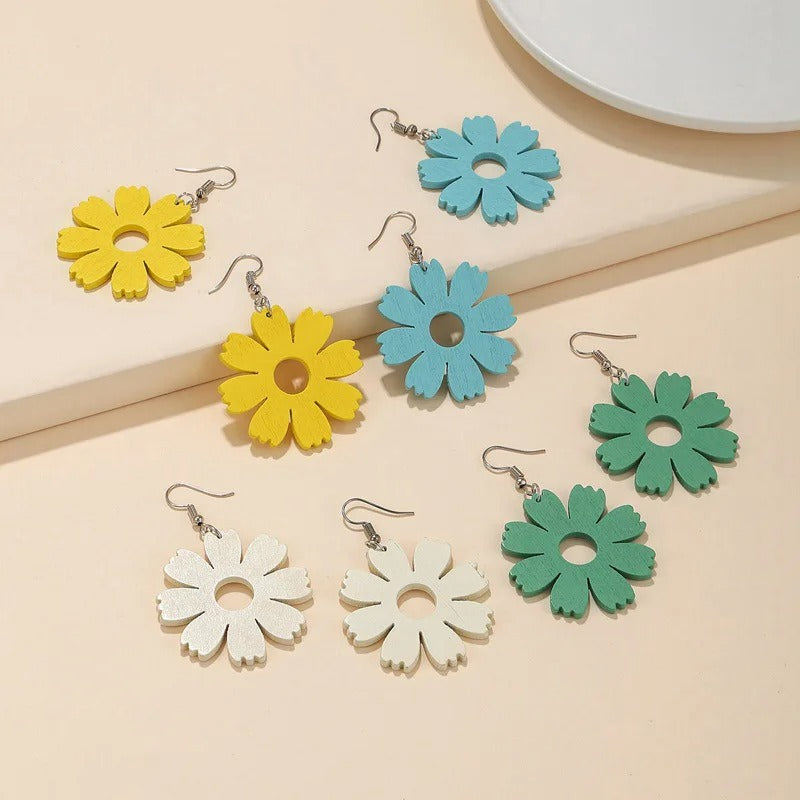 Boucles oreilles femme bijoux bois style rétro décontracté saison estival été cadeaux anniversaire mariage événements durable - lebois-eco.com