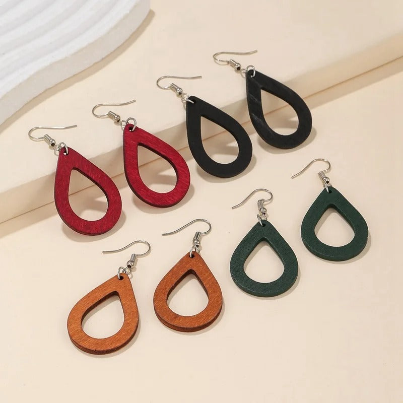 Boucles oreilles femme bijoux bois style rétro décontracté saison estival été cadeaux anniversaire mariage événements durable - lebois-eco.com