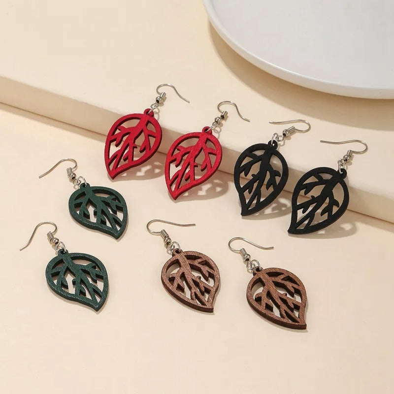 Boucles oreilles femme bijoux bois style rétro décontracté saison estival été cadeaux anniversaire mariage événements durable - lebois-eco.com