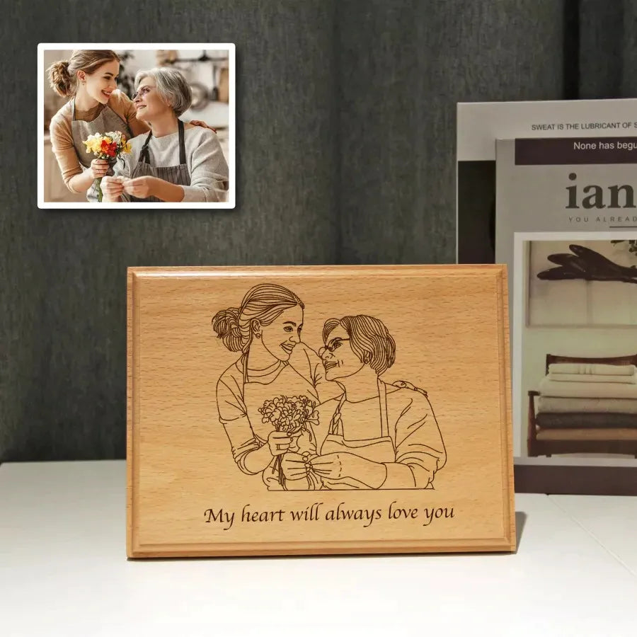 Cadre photo logo bois hêtre personnalisable gravure laser custom cadeau mariage anniversaire évènements création décoration intérieur DIY durable unique - lebois-eco.com