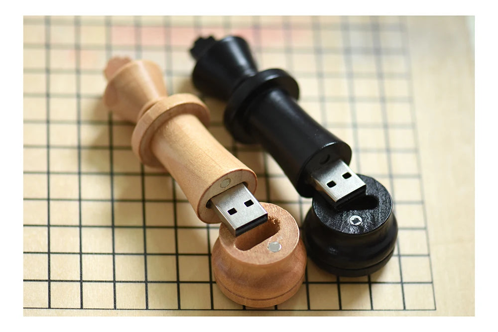 Cle USB bois bambou pièce roi jeu échecs international chess photographe cadeau stockage données durable - lebois-eco.com