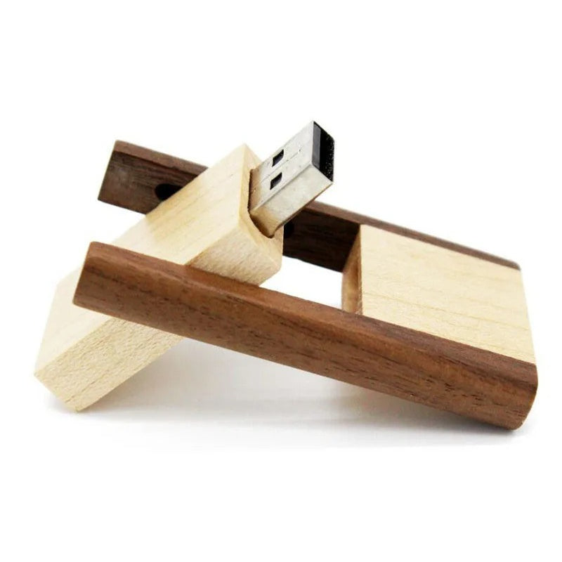 Clé usb bois bicolore pliable noyer chêne bambou personnalisable custom logo prénom entreprise cadeau photographe anniversaire mariage durable - lebois-eco.com