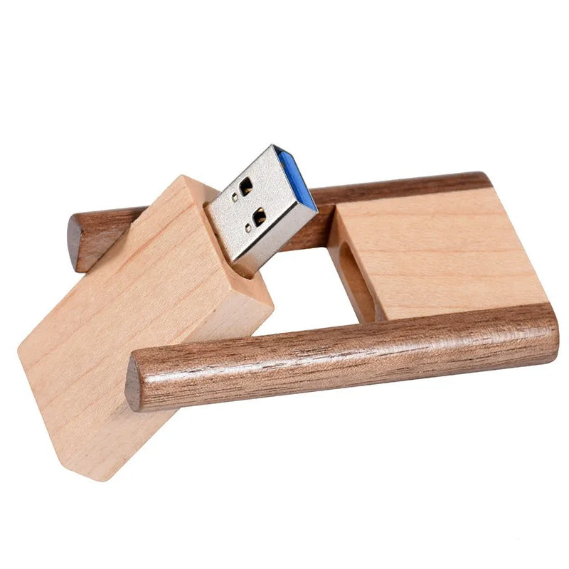 Clé usb bois bicolore pliable noyer chêne bambou personnalisable custom logo prénom entreprise cadeau photographe anniversaire mariage durable - lebois-eco.com