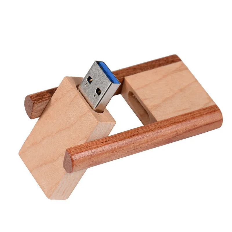 Clé usb bois bicolore pliable noyer chêne bambou personnalisable custom logo prénom entreprise cadeau photographe anniversaire mariage durable - lebois-eco.com