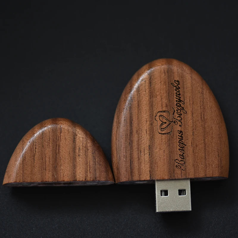 Clé usb ovale bois noyer érable personnalisable logo texte cadeaux promotion entreprise mariage photographe goodies durable - lebois-eco.com