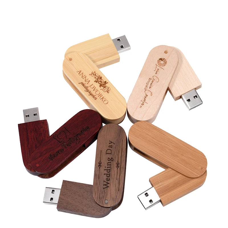 Clé usb pliable porte-clé bois bambou personnalisable logo texte cadeaux promotion entreprise mariage photographe goodies durable - lebois-eco.com