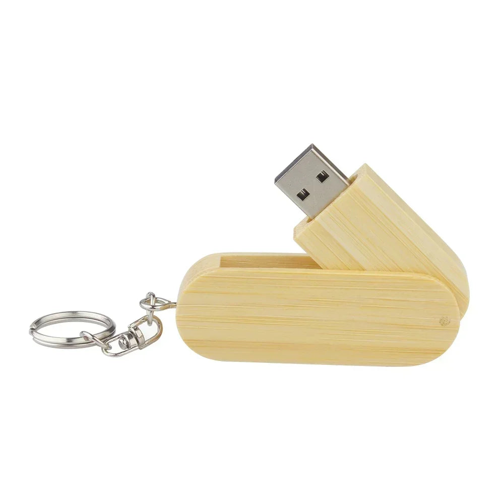 Clé usb pliable porte-clé bois bambou personnalisable logo texte cadeaux promotion entreprise mariage photographe goodies durable - lebois-eco.com