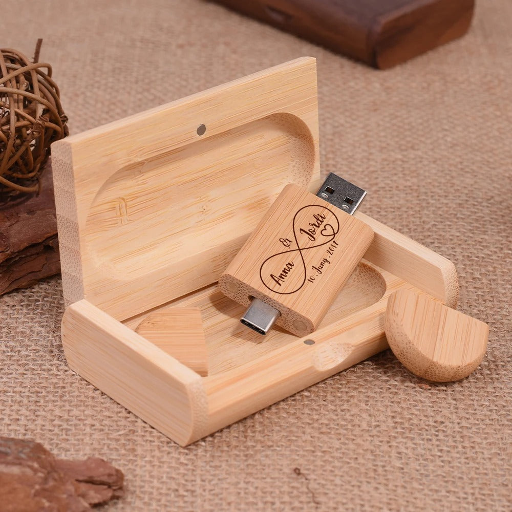 Coffret clé usb bois 2 en 1 usb 3 type c personnalisable vente en gros érable noyer bambou logo entreprise promotion professionnels photographe cadeau goodies durable - lebois-eco.com
