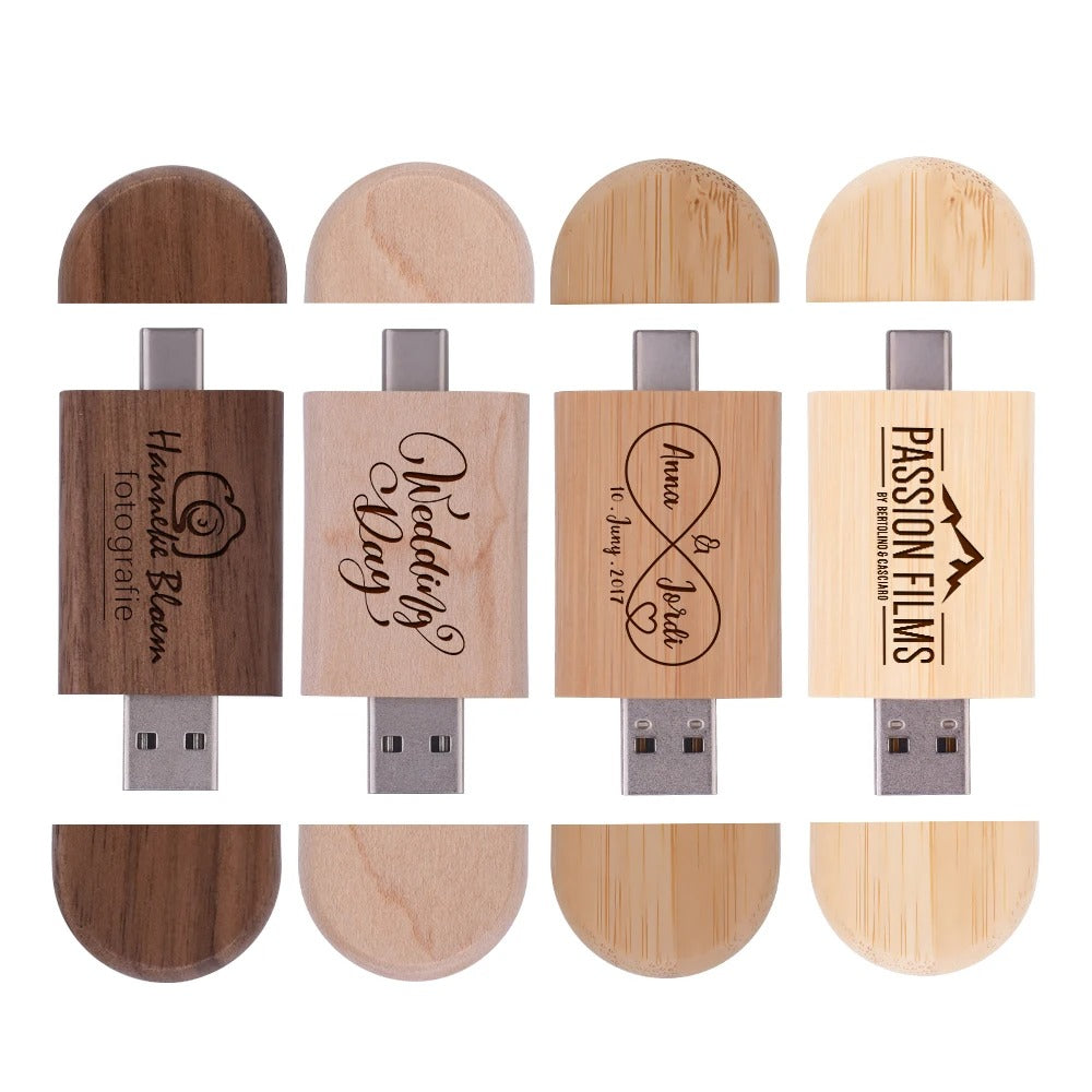 Coffret clé usb bois 2 en 1 usb 3 type c personnalisable vente en gros érable noyer bambou logo entreprise promotion professionnels photographe cadeau goodies durable - lebois-eco.com