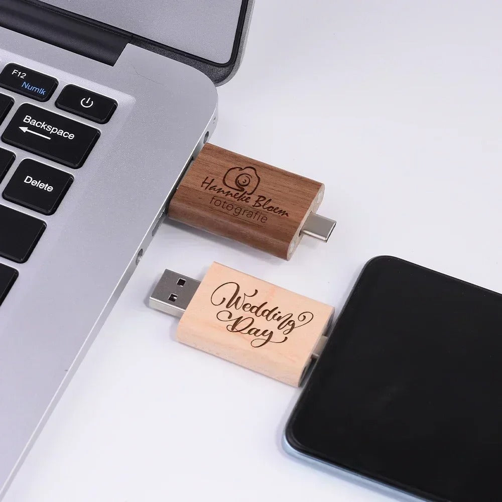 Coffret clé usb bois 2 en 1 usb 3 type c personnalisable vente en gros érable noyer bambou logo entreprise promotion professionnels photographe cadeau goodies durable - lebois-eco.com