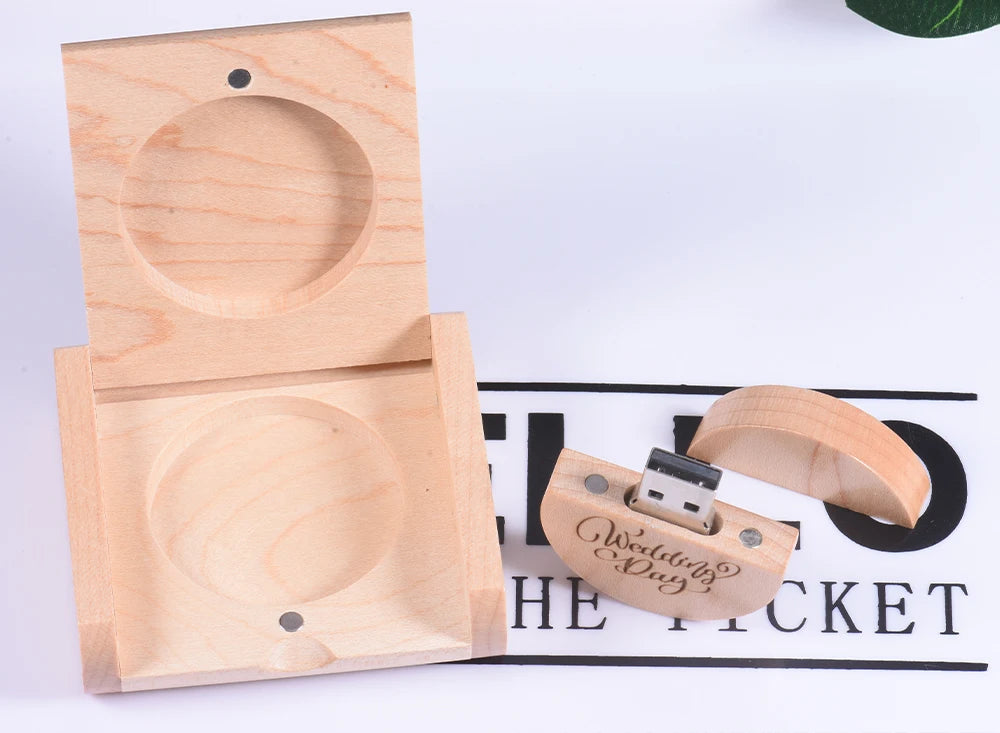 Coffret clé usb bois érable ronde personnalisable gravure laser logo prénom entreprise cadeau photographe anniversaire mariage durable - lebois-eco.com