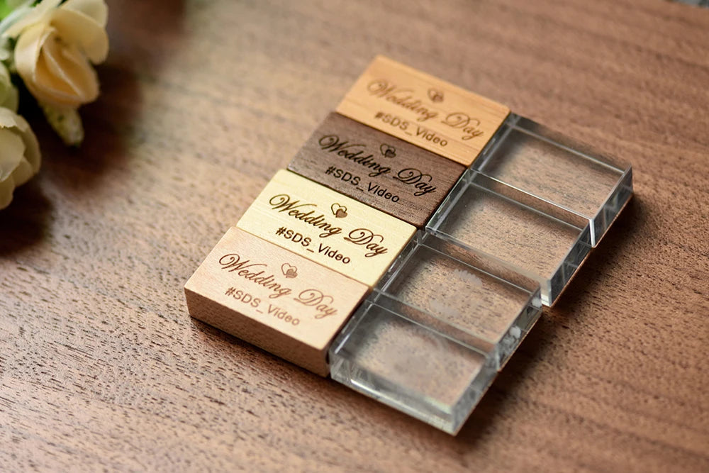 Coffret clé usb bois noyer érable bambou quartz personnalisable custom logo prénom entreprise cadeau goodies photographe anniversaire mariage durable - lebois-eco.com