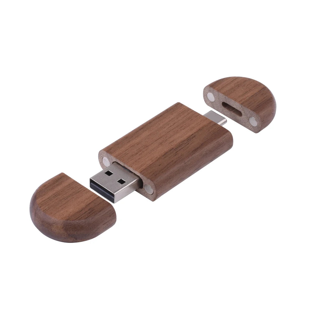 Coffret clé usb bois personnalisable gravure laser 2 en 1 usb 3.0 et type c noyer bambou érable logo prénom entreprise mariage photographe durable - lebois-eco.com