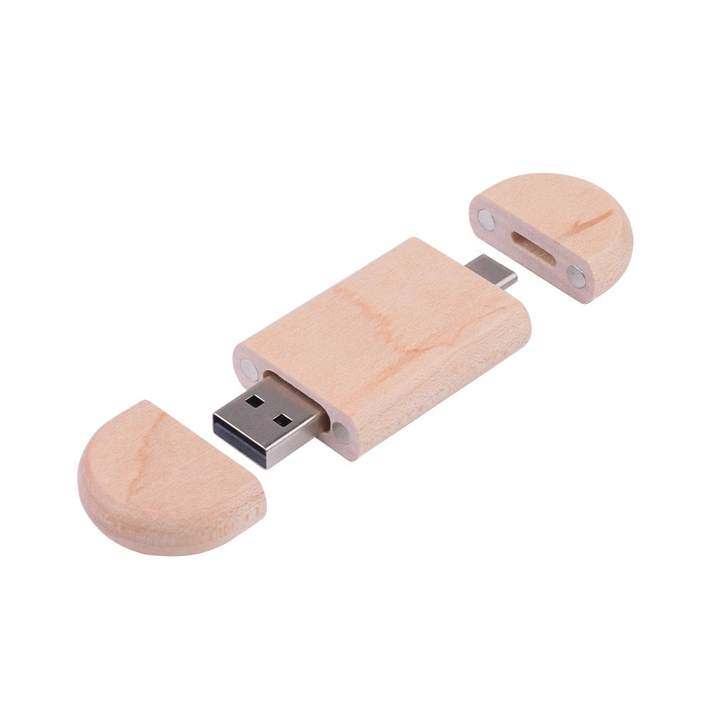 Coffret clé usb bois personnalisable gravure laser 2 en 1 usb 3.0 et type c noyer bambou érable logo prénom entreprise mariage photographe durable - lebois-eco.com