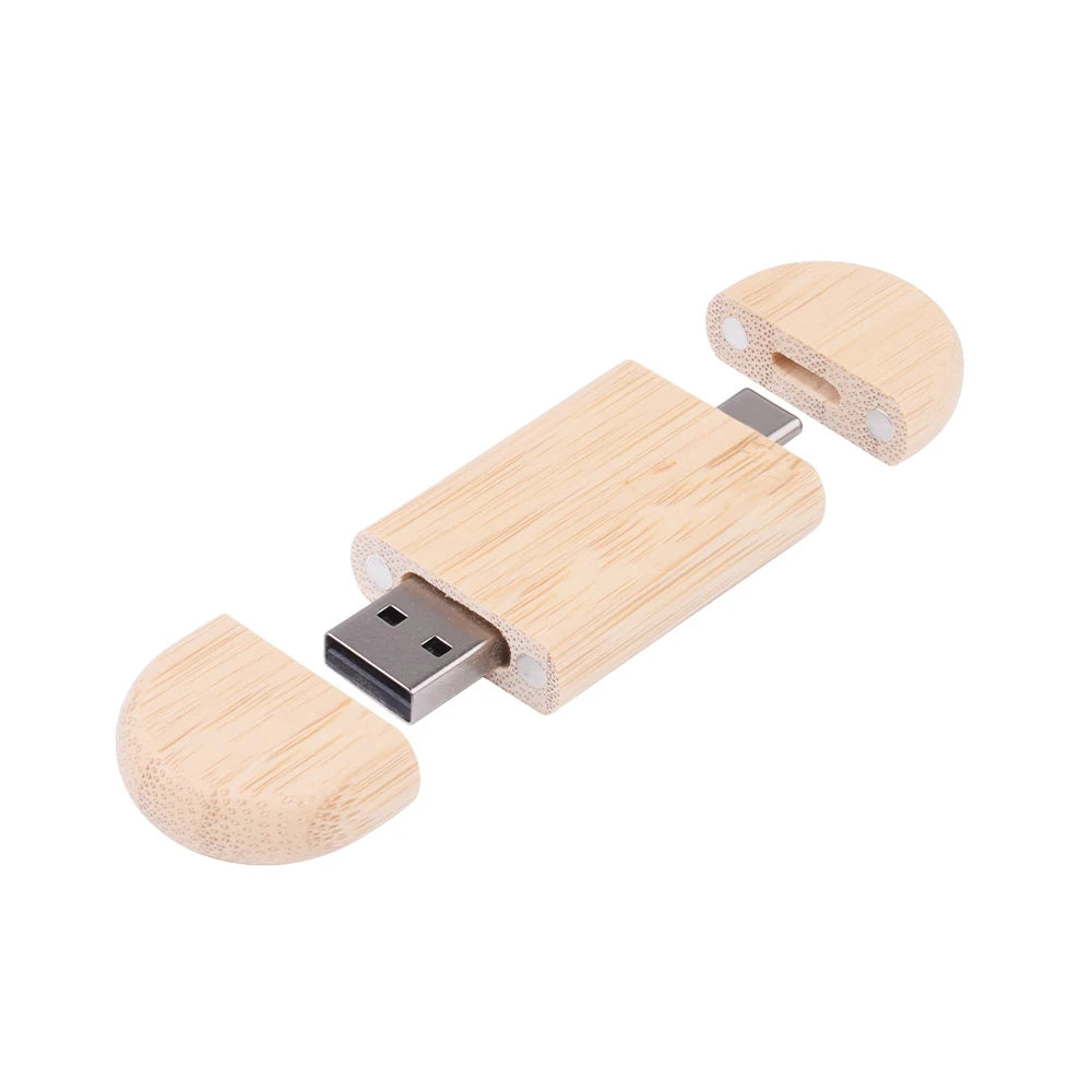 Coffret clé usb bois personnalisable gravure laser 2 en 1 usb 3.0 et type c noyer bambou érable logo prénom entreprise mariage photographe durable - lebois-eco.com