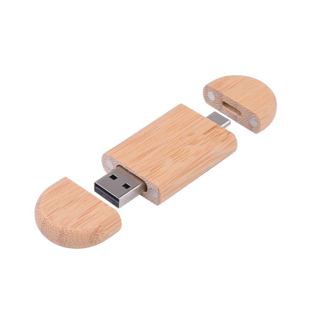 Coffret clé usb bois personnalisable gravure laser 2 en 1 usb 3.0 et type c noyer bambou érable logo prénom entreprise mariage photographe durable - lebois-eco.com