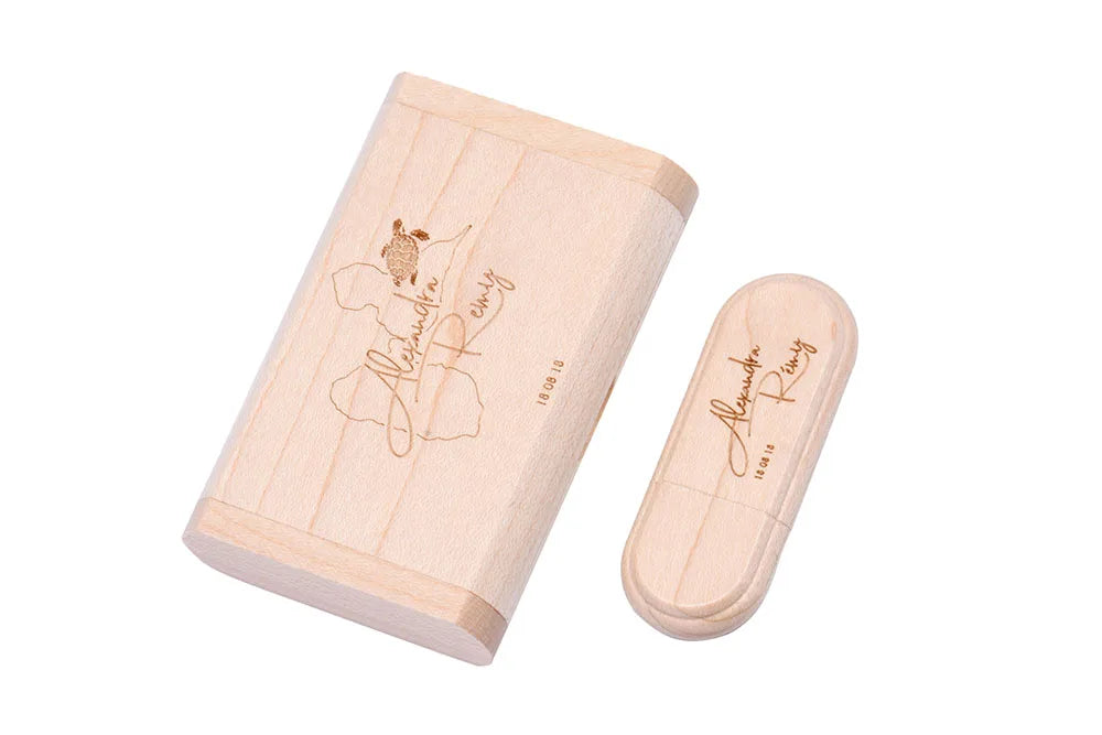Coffret clé usb bois personnalisable vente en gros érable hêtre bambou logo prénom entreprise professionnels photographe cadeau goodies renouvelable écologique - lebois-eco.com