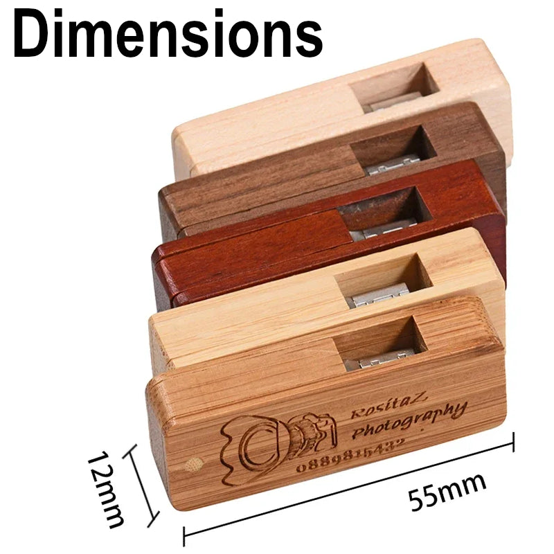 Coffret clé usb bois pliable rectangle noyer érable bambou personnalisable custom logo prénom entreprise cadeau photographe anniversaire mariage durable - lebois-eco.com