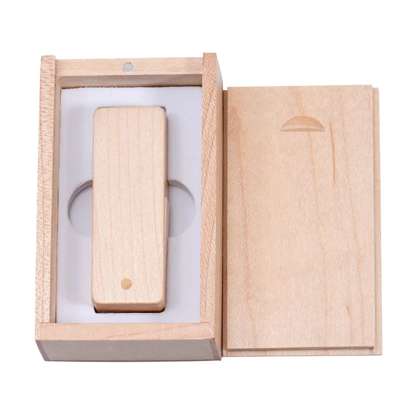 Coffret clé usb bois pliable rectangle noyer érable bambou personnalisable custom logo prénom entreprise cadeau photographe anniversaire mariage durable - lebois-eco.com