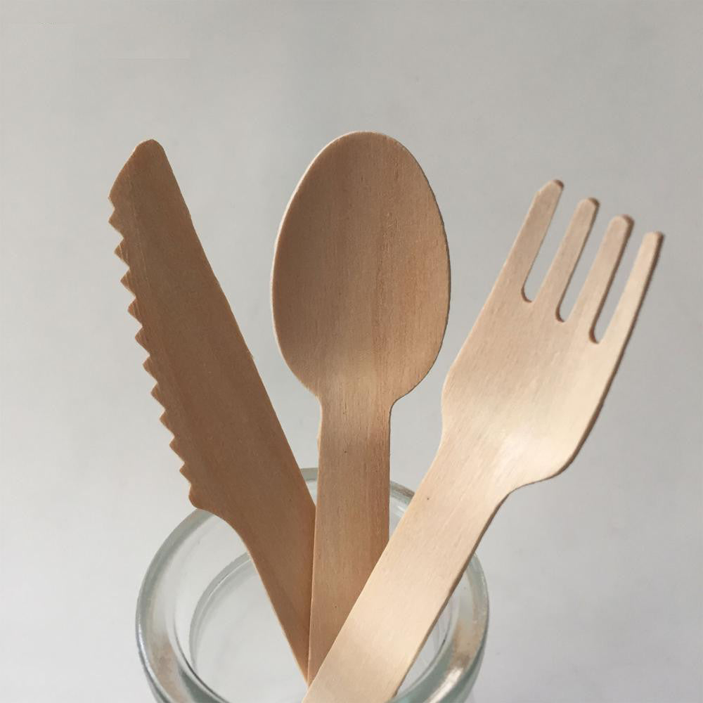 Couverts bois personnalisables personnalisés bois jetables compostables couteaux fourchettes cuillères fête anniversaire mariage repas logo custom do it yourself environnement écologique renouvelable responsable - lebois-eco.com