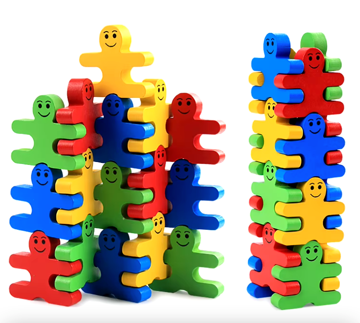 Jeu équilibre bloc à empiler en bois pour enfants multicolore personnage affreux jojo cadeau anniversaire noël écologique durable - lebois-eco.com