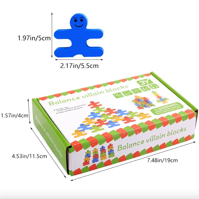 Jeu équilibre bloc à empiler en bois pour enfants multicolore personnage affreux jojo cadeau anniversaire noël écologique durable - lebois-eco.com