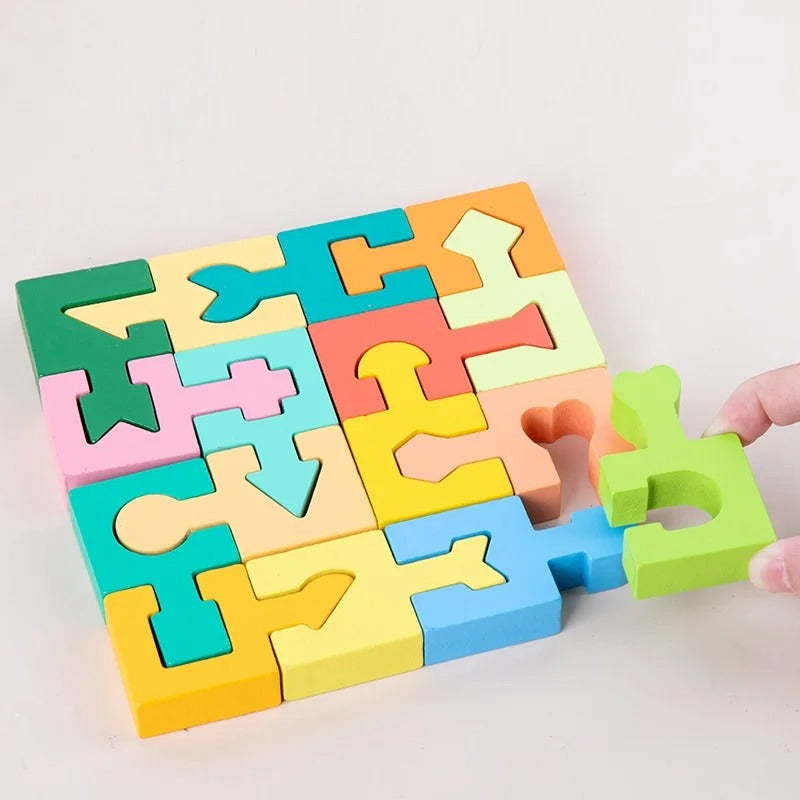 Jouet enfant jeu puzzle 3D en bois à assembler forme géométrique apprentissage couleurs enfants cadeau noël anniversaire éducatif durable - lebois-eco.com