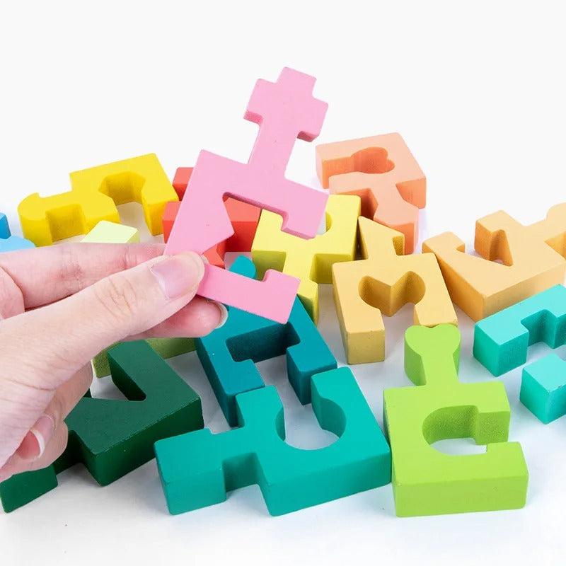Jouet enfant jeu puzzle 3D en bois à assembler forme géométrique apprentissage couleurs enfants cadeau noël anniversaire éducatif durable - lebois-eco.com