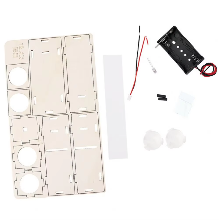 Kit complet projecteur lumière en bois à assembler composants électroniques jouet éducatif expérimentation scientifique enfant cadeau noël anniversaire durable - lebois-eco.com