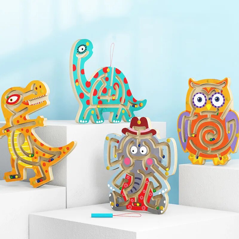 Labyrhinte magnétique animaux jeu jouet bois enfant bébé éveil apprentissage éducation puzzle montessori écologique durable renouvelable - lebois-eco.com