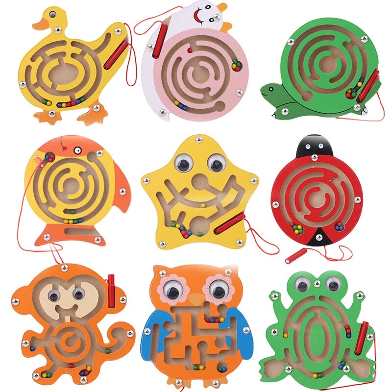 Labyrhinte magnétique animaux jeu jouet bois enfant bébé éveil apprentissage éducation puzzle montessori écologique durable renouvelable - lebois-eco.com
