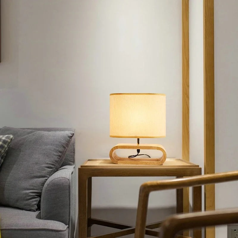 Lampe de chevet style scandinave bois tissu salon chambre à coucher hôtel bureau cadeau anniversaire décoration intérieure durable - lebois-eco.com