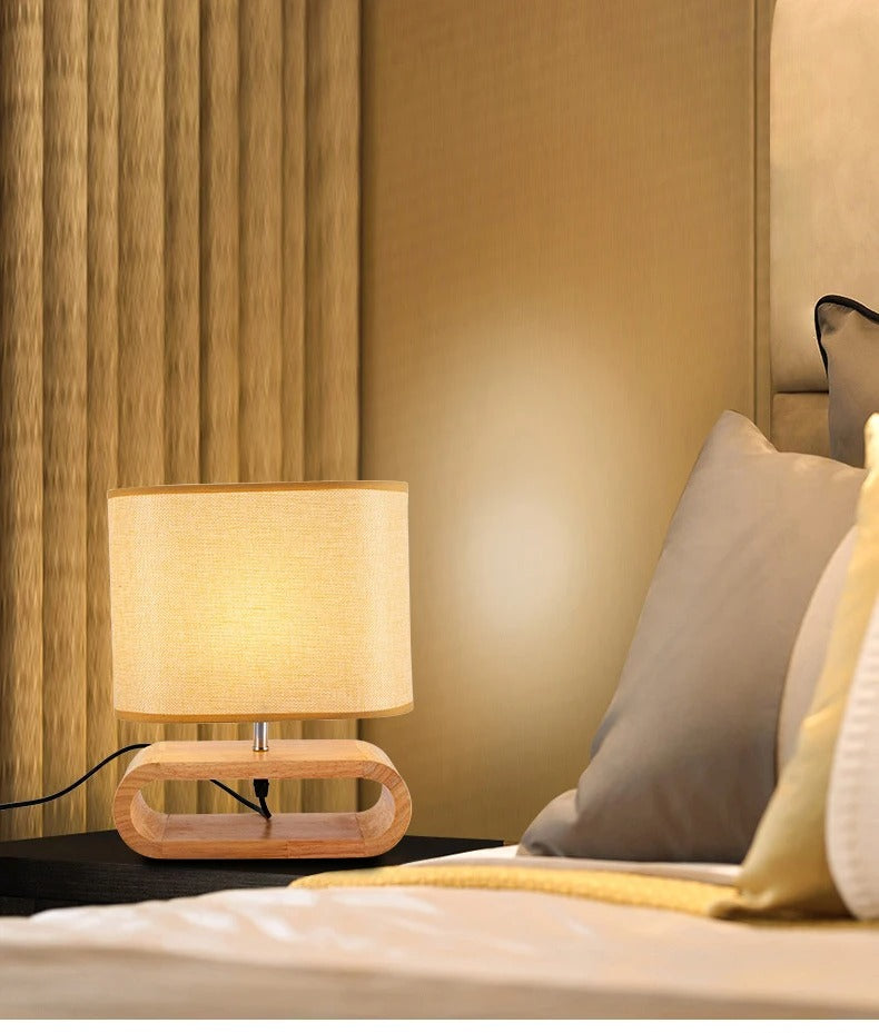 Lampe de chevet style scandinave bois tissu salon chambre à coucher hôtel bureau cadeau anniversaire décoration intérieure durable - lebois-eco.com