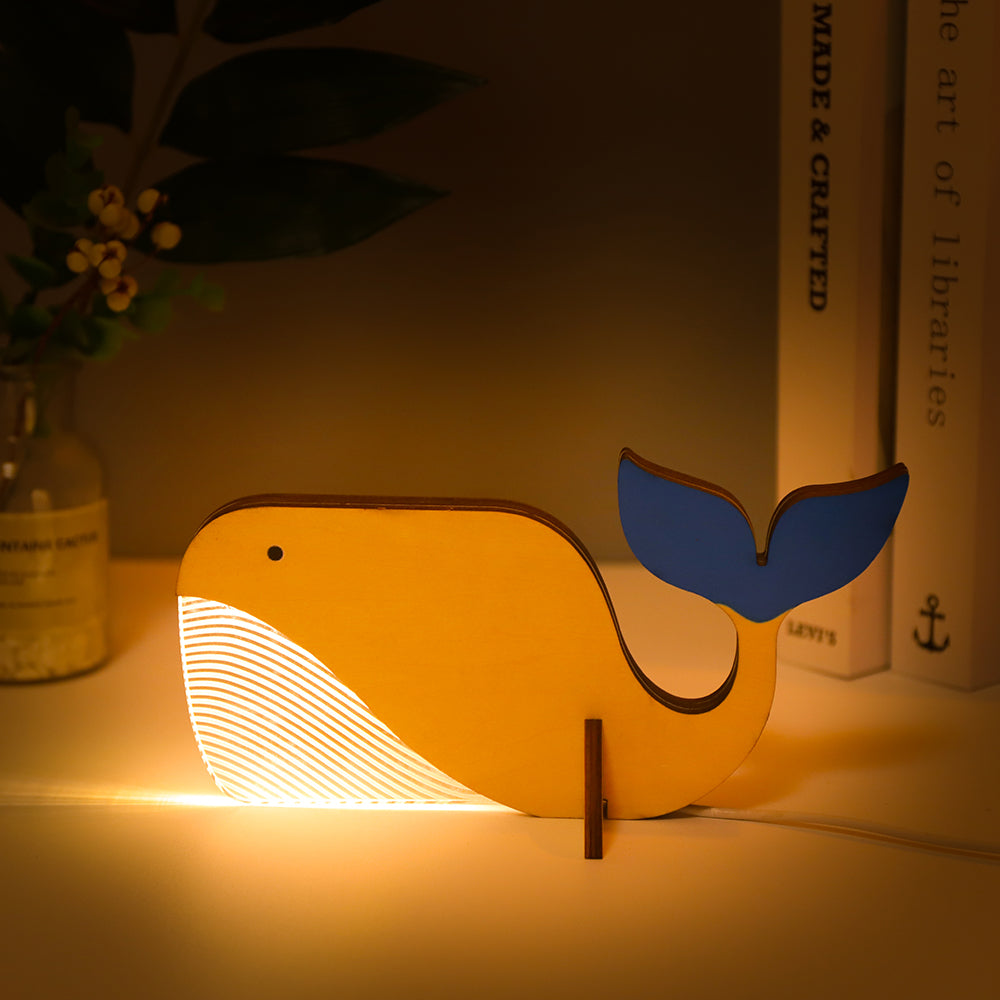 Lampe veilleuse led bois fait main gravure laser animaux pélican toucan baleine chambre enfant bébé cadeau naissance accouchement anniversaire environnement écologie renouvelable responsable - lebois-eco.com
