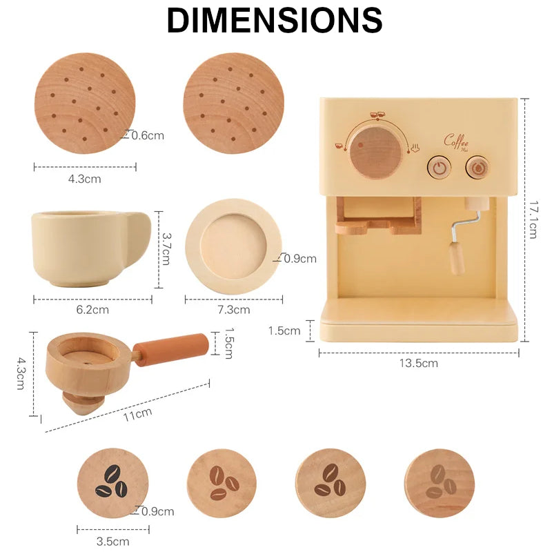 Machine à café expresso jouet en bois massif pour enfants développement éducatif imagination et coordination cadeau noël durable - lebois-eco.com