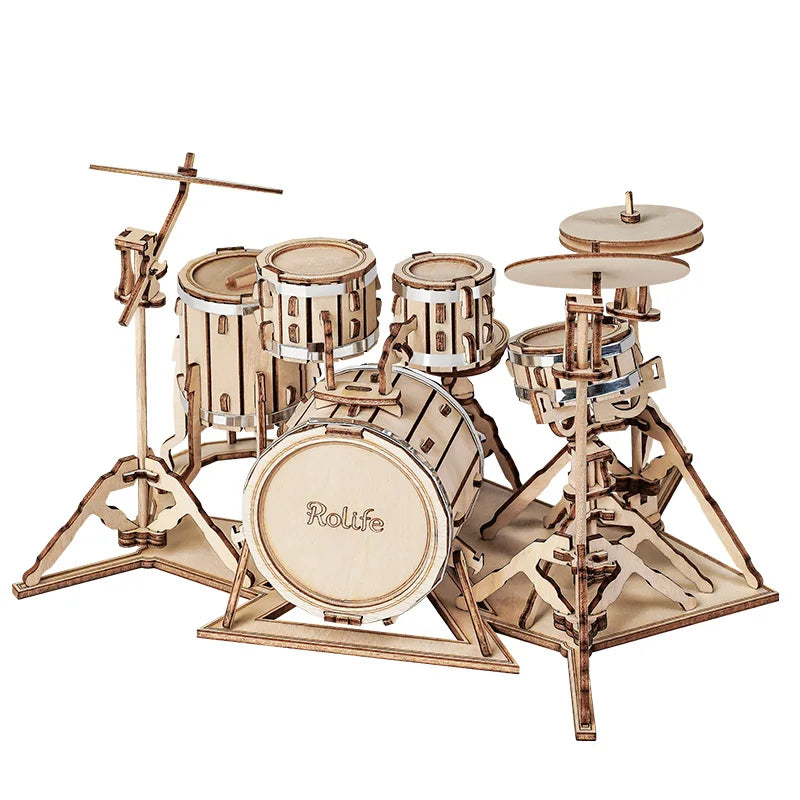 Maquette modélisme bois batterie instrument musique jouet do it yourself assemblage construction fait main cadeau noël enfant adolescent adulte durable écologique - lebois-eco.com