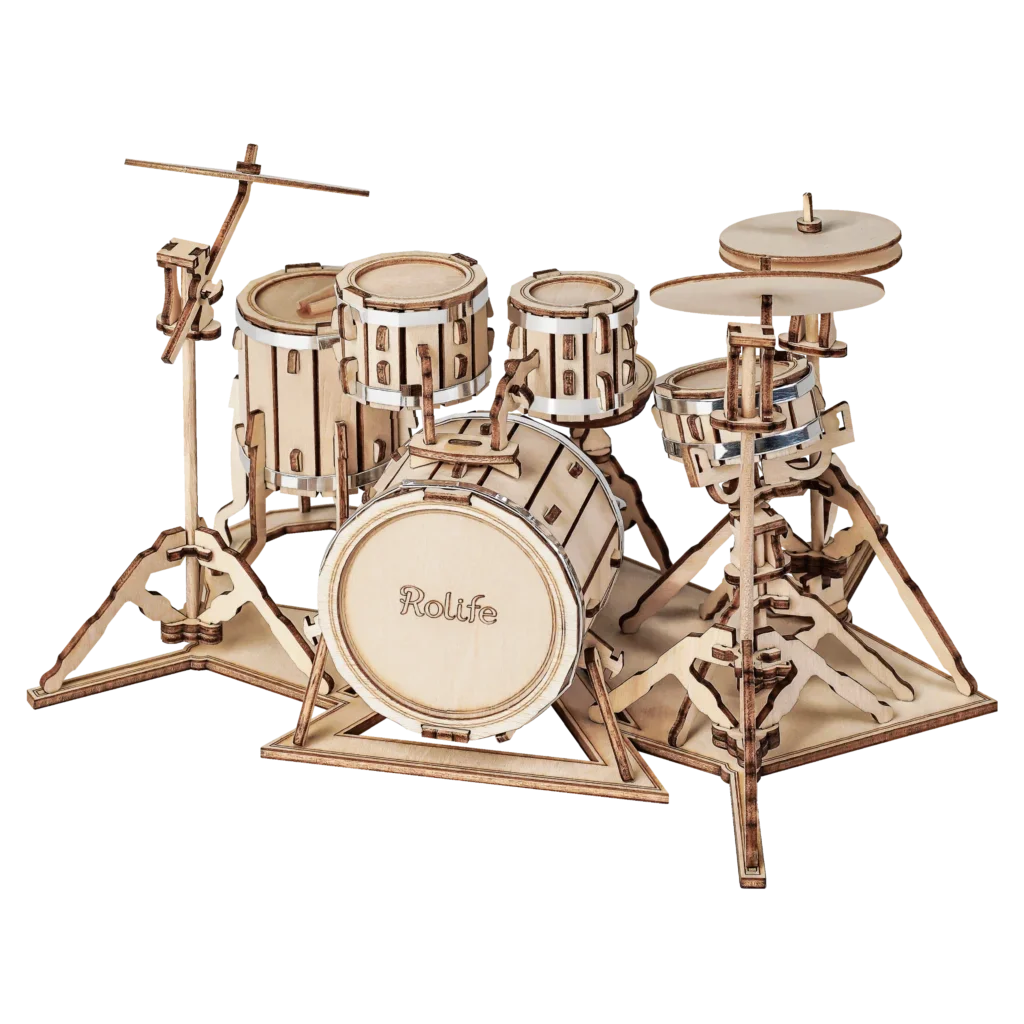 Maquette modélisme bois batterie instrument musique jouet do it yourself assemblage construction fait main cadeau noël enfant adolescent adulte durable écologique - lebois-eco.com