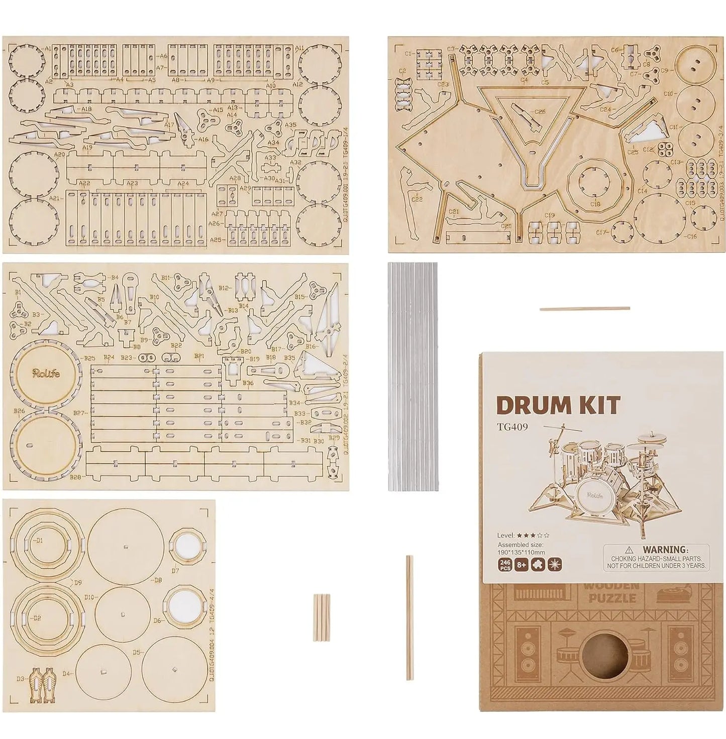 Maquette modélisme bois batterie instrument musique jouet do it yourself assemblage construction fait main cadeau noël enfant adolescent adulte durable écologique - lebois-eco.com
