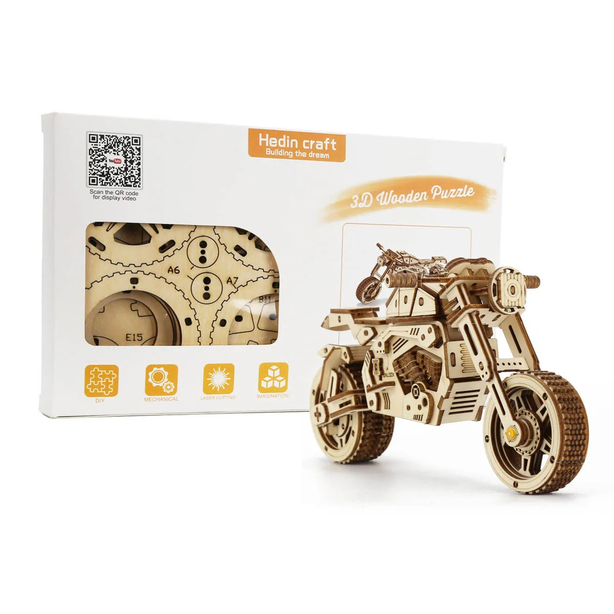 Maquette modélisme bois moto harley davidson sport jouet do it yourself assemblage construction fait main cadeau noël enfant adolescent adulte durable écologique - lebois-eco.com