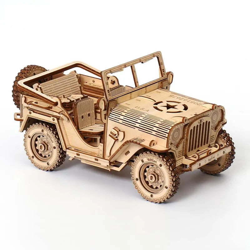 Maquette modélisme bois voiture jeep jouet do it yourself assemblage construction fait main cadeau noël enfant adulte découpe laser durable écologique - lebois-eco.com