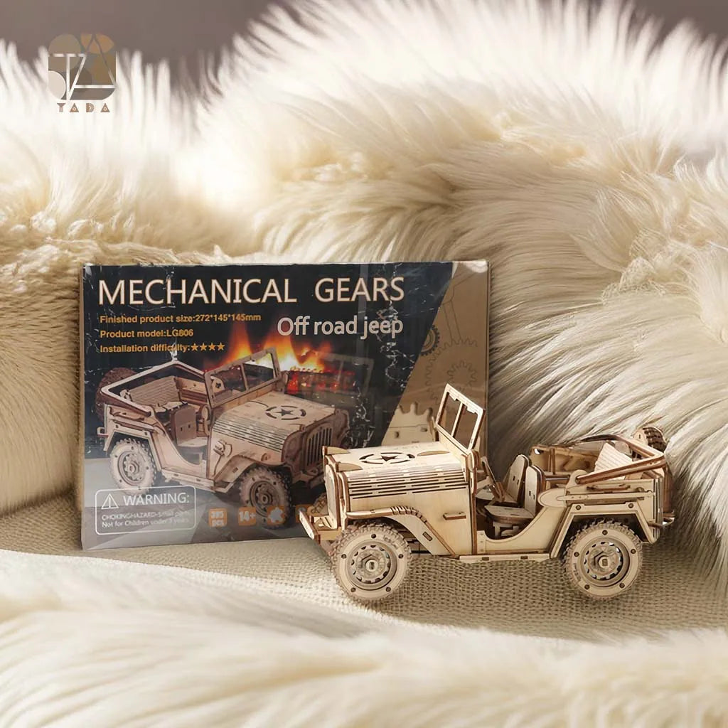 Maquette modélisme bois voiture jeep jouet do it yourself assemblage construction fait main cadeau noël enfant adulte découpe laser durable écologique - lebois-eco.com