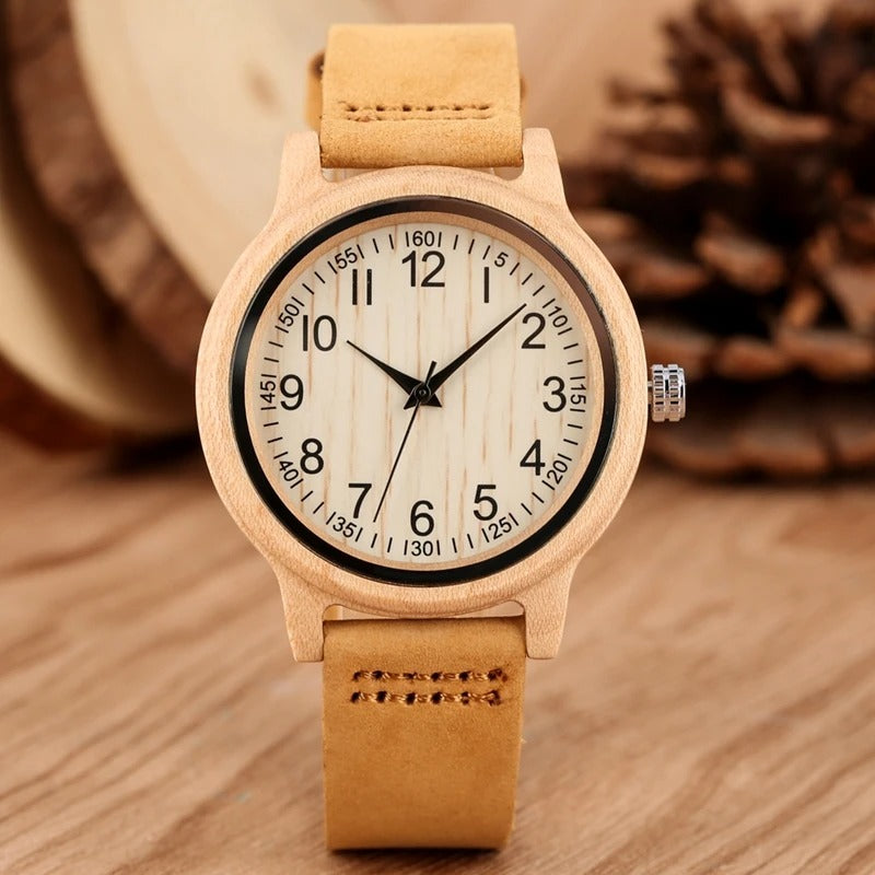 Montre bois bambou quartz alba femme cadeau original anniversaire noël mariage tendance intemporel écologique durable - lebois-eco.com