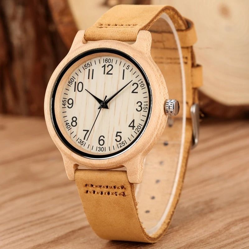Montre bois bambou quartz alba femme cadeau original anniversaire noël mariage tendance intemporel écologique durable - lebois-eco.com