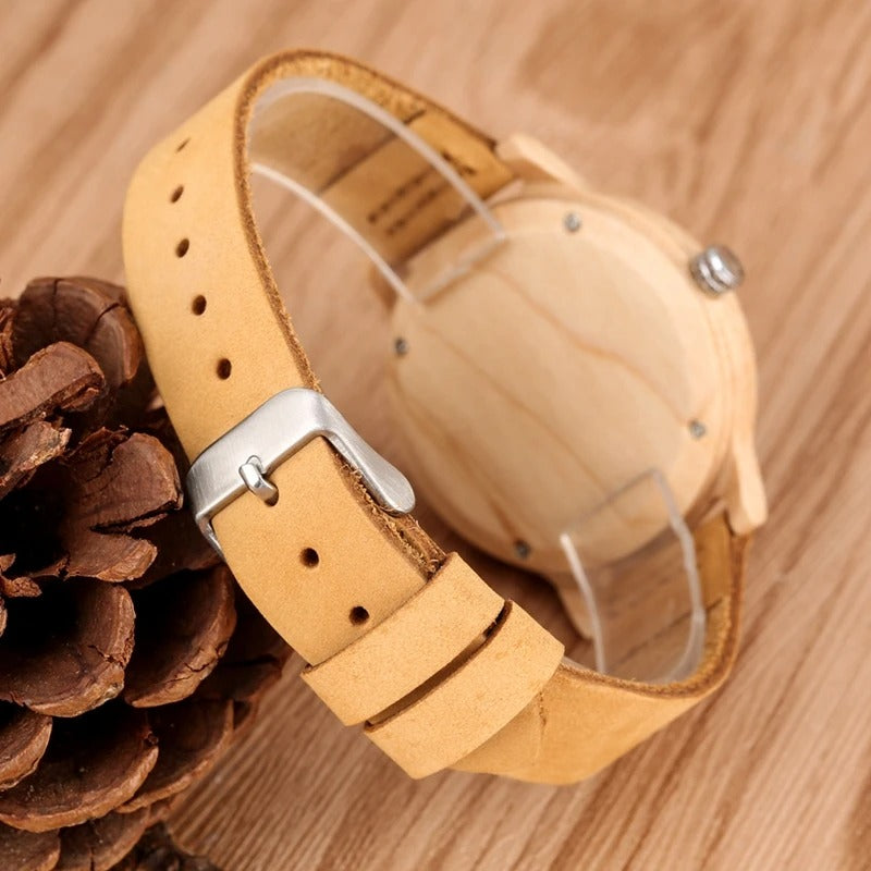 Montre bois bambou quartz alba femme cadeau original anniversaire noël mariage tendance intemporel écologique durable - lebois-eco.com